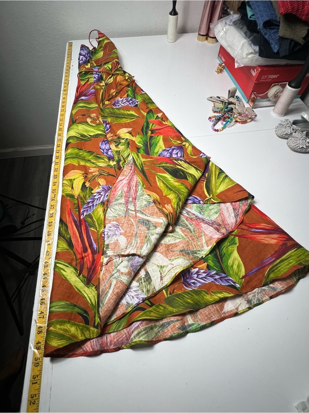 Farm Rio Florart Linen Sleeveless
Plunge Midi Wrap Dress Multi Color Brown M NWT - Picture 12 of 16